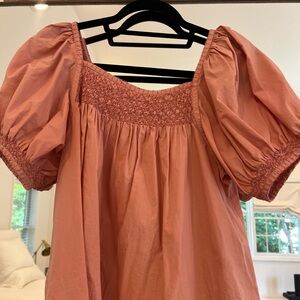 Doen corral pink peasant blouse size small